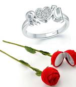 Vighnaharta Rhodium Plated alloy Ring with Scented Rose Ring Box for Women and Girls.