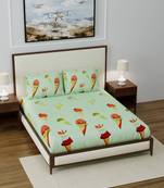 Supersoft Fitted Elastic Double Bed Kids Bedsheet Icecream Print With 2 Pillow Cover (Color-Green : Size-72" X 78")