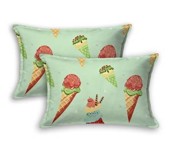 Supersoft Fitted Elastic Double Bed Kids Bedsheet Icecream Print With 2 Pillow Cover (Color-Green : Size-72" X 78") 2