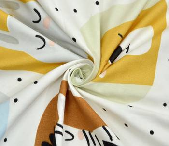 Supersoft Fitted Elastic Double Bed Kids Bedsheet Cat Heads Print With 2 Pillow Cover (Color-White : Size-72" X 78") 3