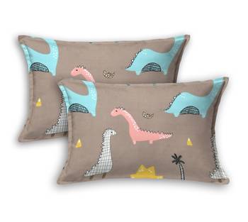 Supersoft Fitted Elastic Double Bed Kids Bedsheet Dino Print With 2 Pillow Cover (Color-Brown : Size-72" X 78") 2