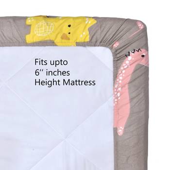 Supersoft Fitted Elastic Double Bed Kids Bedsheet Dino Print With 2 Pillow Cover (Color-Brown : Size-72" X 78") 4