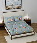 Supersoft Fitted Elastic Double Bed Kids Bedsheet Loin Face Print With 2 Pillow Cover (Color-Grey : Size-72" X 78")