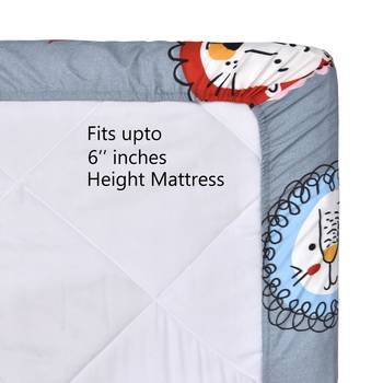 Supersoft Fitted Elastic Double Bed Kids Bedsheet Loin Face Print With 2 Pillow Cover (Color-Grey : Size-72" X 78") 4