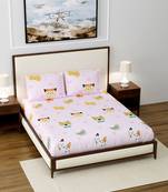 Supersoft Fitted Elastic Double Bed Kids Bedsheet With 2 Pillow Cover (Color-Pink, : Size-72" X 78")