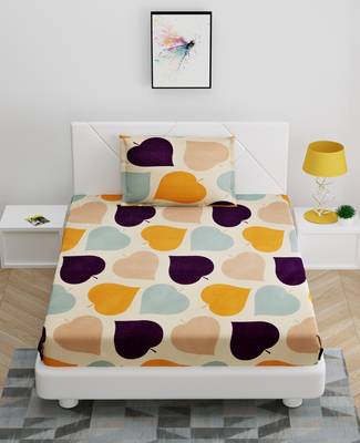 Fitted Single Elastic Bedsheet Pure Glace Pan Print With 1 Pillow Cover (Color : Multicolor, Size : 36 X 78 Inch) 1