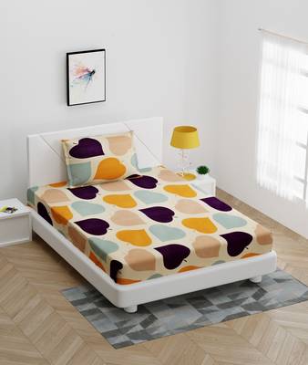 Fitted Single Elastic Bedsheet Pure Glace Pan Print With 1 Pillow Cover (Color : Multicolor, Size : 36 X 78 Inch) 2