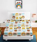 Fitted Single Elastic Bedsheet Pure Glace Cotton Animal With 1 Pillow Cover (Color : Multicolor, Size : 36 X 78 Inch)