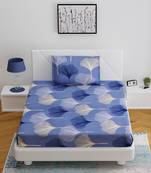 Fitted Single Elastic Bedsheet Pure Glace Cotton Leaf Print With 1 Pillow Cover (Color : Blue,  Size : 36 X 78 Inch)