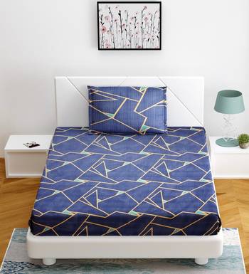 Fitted Single Elastic Bedsheet Pure Glace Cotton Rectangle Print With 1 Pillow Cover (Color : Grey, : 36 X 78 Inch) 1