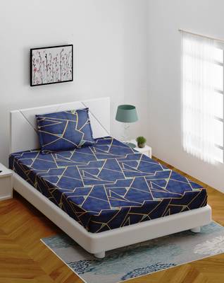 Fitted Single Elastic Bedsheet Pure Glace Cotton Rectangle Print With 1 Pillow Cover (Color : Grey, : 36 X 78 Inch) 2
