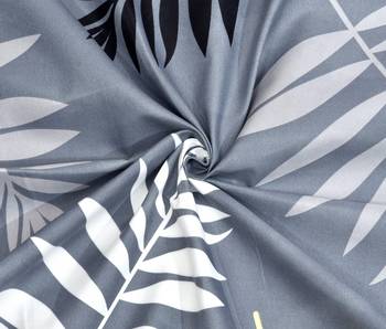 Fitted Single Elastic Bedsheet Pure Glace Cotton Leaf Print With 1 Pillow Cover (Color : Grey Size, : 36 X 78 Inch) 3