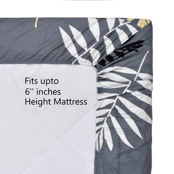 Fitted Single Elastic Bedsheet Pure Glace Cotton Leaf Print With 1 Pillow Cover (Color : Grey Size, : 36 X 78 Inch) 5