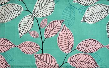 Fitted Single Elastic Bedsheet Pure Glace Cotton Leaf Print With 1 Pillow Cover (Color:Sea Green, Size:36 X 78 Inch) 4
