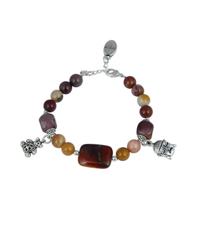 PearlzGallery Mookaite Gemstone 7.5 Inches Charms Bracelet for Girls & Women