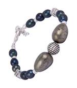 Pearlz Ocean Uber Chic Dyed Freshwater Pearl & Pyrite Bead 7.5 Inches Bracelet