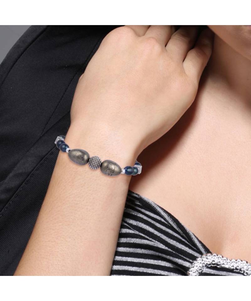 Pearlz Ocean Uber Chic Dyed Freshwater Pearl & Pyrite Bead 7.5 Inches Bracelet