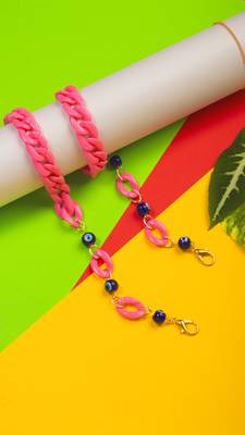 Mask Chain - Round Evil Eyes Beads & Link Chain 1