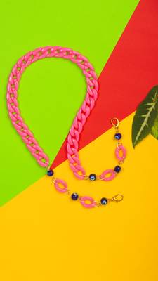 Mask Chain - Round Evil Eyes Beads & Link Chain 2