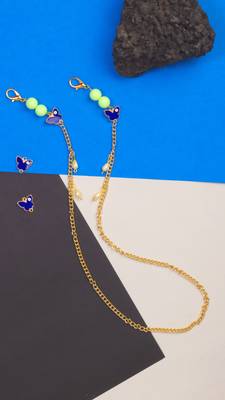 Mask Chain - Butterfly Evil Eyes Charms & Green Beads 1
