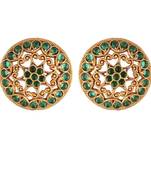 Green kundan Yellow Gold Alloy Earrings