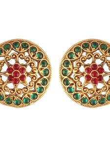 Multicolor kundan Yellow Gold Alloy Earrings