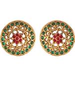 Multicolor kundan Yellow Gold Alloy Earrings