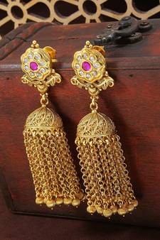 Gold kundan Yellow Gold Alloy Earrings