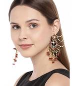 Maroon kundan Yellow Gold Alloy Earrings