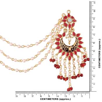 Maroon kundan Yellow Gold Alloy Earrings 4