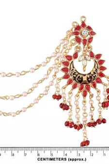 Maroon kundan Yellow Gold Alloy Earrings