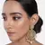 White kundan Yellow Gold Alloy Earrings