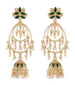 Green kundan Yellow Gold Alloy Earrings