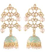 Turquoise kundan Yellow Gold Alloy Earrings