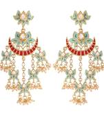 Turquoise kundan Yellow Gold Alloy Earrings