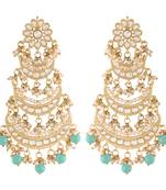 Turquoise kundan Yellow Gold Alloy Earrings