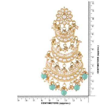 Turquoise kundan Yellow Gold Alloy Earrings 3