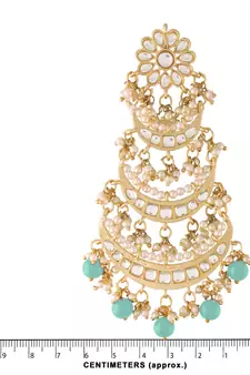 Turquoise kundan Yellow Gold Alloy Earrings