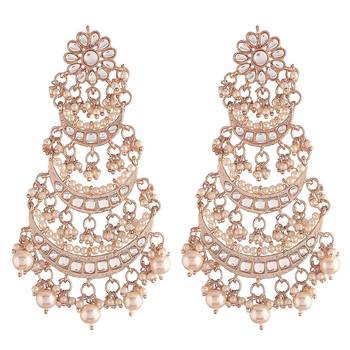 Gold kundan Rose Gold Alloy Earrings 2