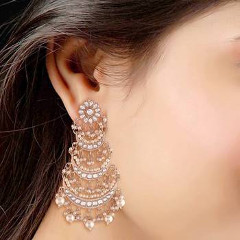 Gold kundan Rose Gold Alloy Earrings 3