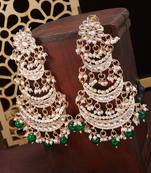 Green kundan Rose Gold Alloy Earrings