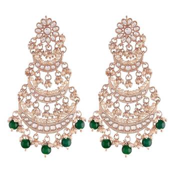 Green kundan Rose Gold Alloy Earrings 2