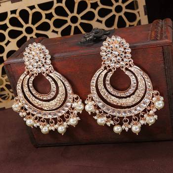 Gold kundan Rose Gold Alloy Earrings 1