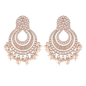 Gold kundan Rose Gold Alloy Earrings 2