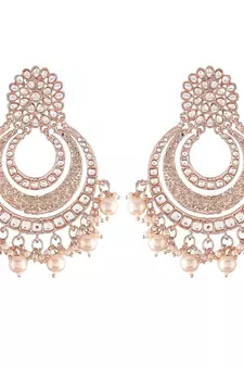 Gold kundan Rose Gold Alloy Earrings