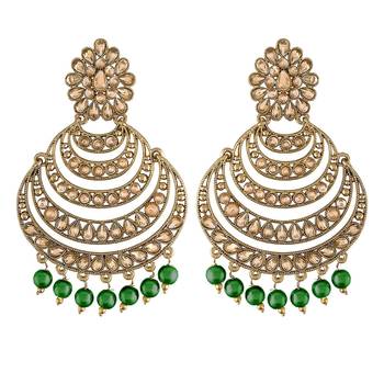 Green kundan Yellow Gold Alloy Earrings 1