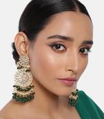 Green kundan Yellow Gold Alloy Earrings