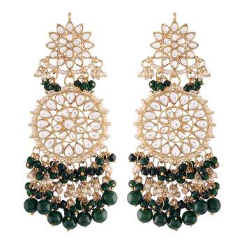 Green kundan Yellow Gold Alloy Earrings 3