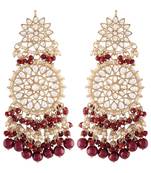 Maroon kundan Yellow Gold Alloy Earrings