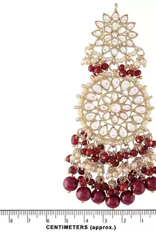 Maroon kundan Yellow Gold Alloy Earrings